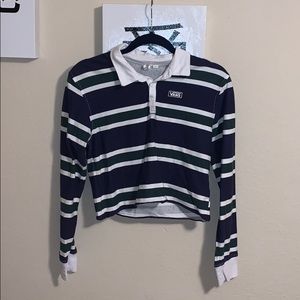 collard Vans stripe long sleeve crop top